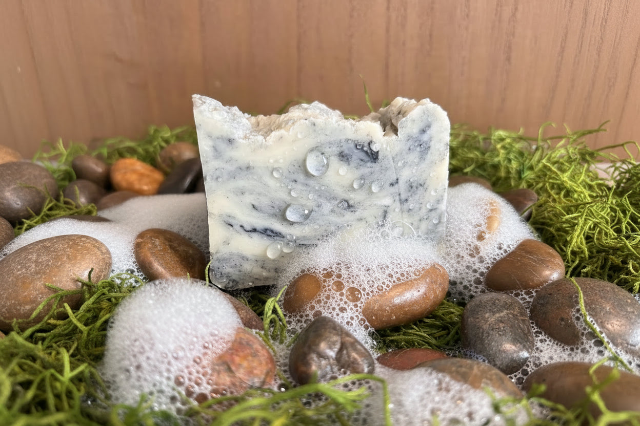 Homemade Charcoal Frankincense and Peppermint Soap