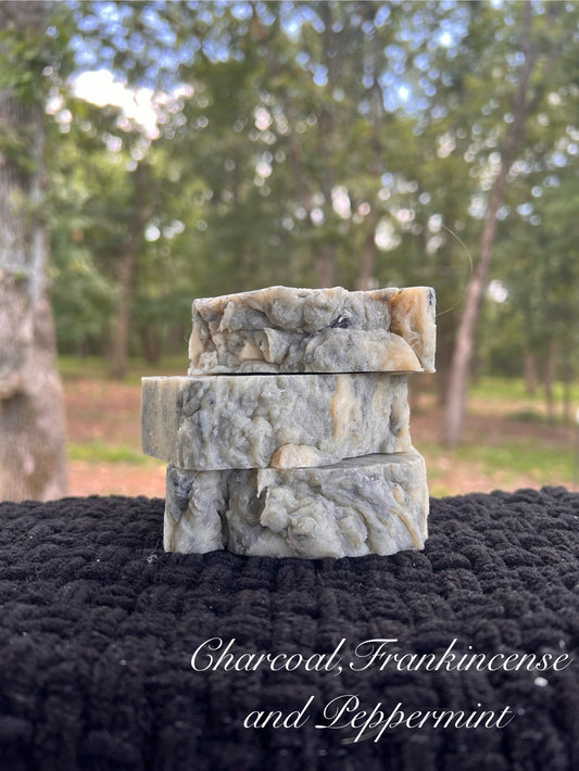 Homemade Charcoal Frankincense and Peppermint Soap